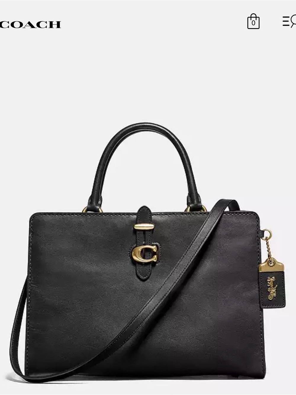 Coach Black Leather Satchel with Gold Hardware and Shoulder Strap